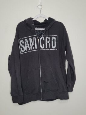 SAMCRO SOA Sons of Anarchy Men's Zip Front Hoodie motorcycle grunge size 2x